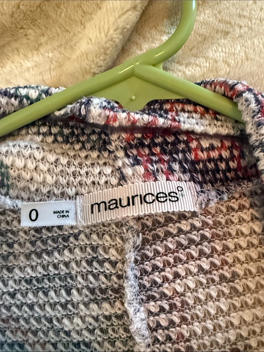 Maurices Open-Front Geometric Cardigan - Navy, White & Pink